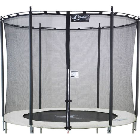Filet de protection pour trampoline rond Ø 426cm – Arceau en fibre de verre – Ouverture par fermeture éclair – 8 capuchons inclus – Kangui