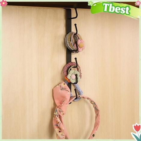Tbest Crochets sous étagère Porte-tasse sous armoire, fer sans perceuse sous étagère, 6 crochets, luminaire embrasse Noire (1/5)