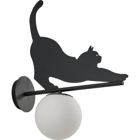 Lindby Lámpara de pared exterior 'Katti Cat' en Negro Metal