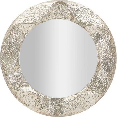 Specchio Dafateda, Cornice Effetto Materico, Forma Ovale, Tipologia a Parete, 104x104h cm Argento