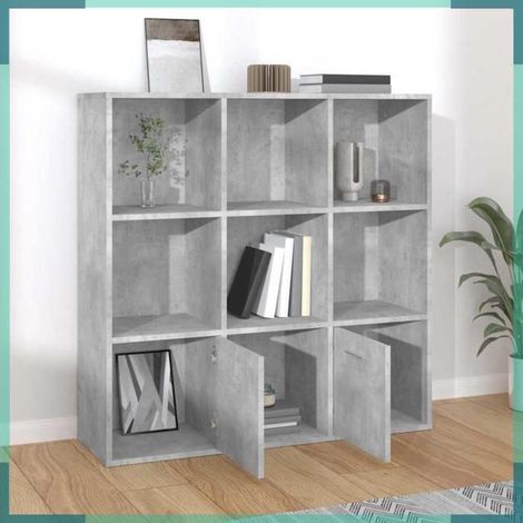 801120 Bibliothèque Gris béton 98x30x98 cm Bois d’ingénierie (1/5)
