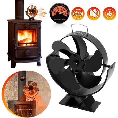 Ofenventilator mit 6 Flügeln – wärmebetrieben, für Holzöfen und Kamine – Kaminwerkzeug