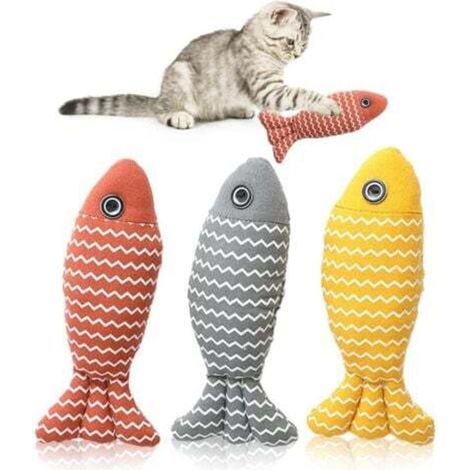 Set of 3 catnip toys: cat toy, fish with catnip, bite-resistant, interactive cat toy, washable plush toy