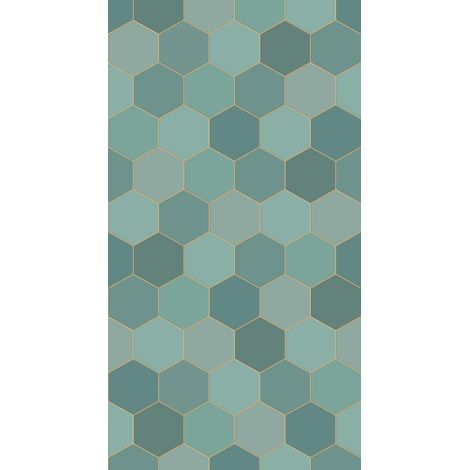 papier peint panoramique hexagone bleu canard et bleu canard  - ESTAhome (1/5)