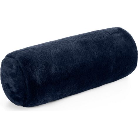 Cuscino cilindrico in pelliccia Nina blu navy 15x45 cm (1/3)