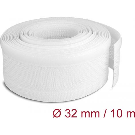 Delock Funda trenzada con cierre de gancho y lazo 10 m x 32 mm blanco