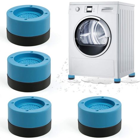 4pcs Pieds de Machine à Laver Antichocs Pieds de Machine à Laver Antichocs Machine à Laver Pieds Universels pour Machines à Laver et Sèche-linge (Bleu 3.5cm) (1/2)
