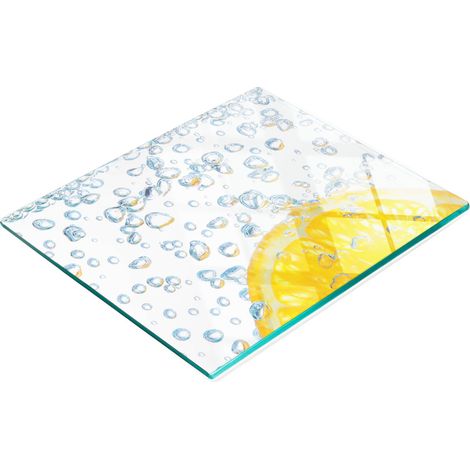 Tablero de vidrio elegante y duradero con estampado de naranja y agua, 60x52 cm.