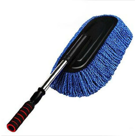 Brosse de lavage de voiture en microfibre, sans rayures, poignée extensible polyvalente, vadrouille détachable pour poussière de lavage, bleu