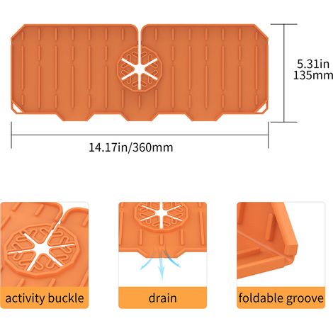 Tapis d'évier en silicone, protection pour robinet de cuisine et salle de bain, bouchon absorbant pour robinet, support pour bonde de lavabo et de cuisine (1/5)