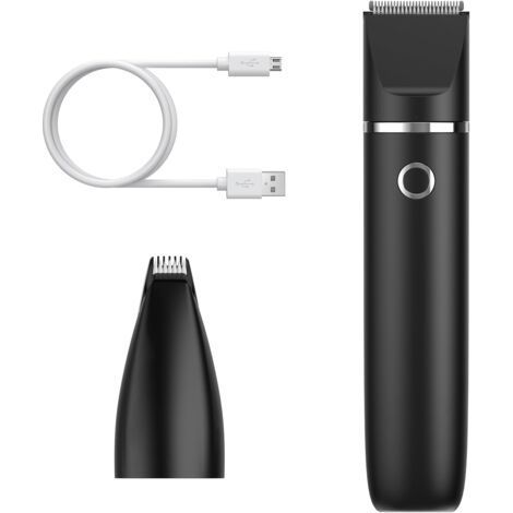 Tosatrice professionale per cani con batteria ricaricabile USB, impermeabile, silenziosa e dotata di 2 testine di taglio per zampe e orecchie - Nera (1/5)