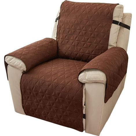 Housse fauteuil relax imperméable réversible, café, avec sangles élastiques, pour animaux