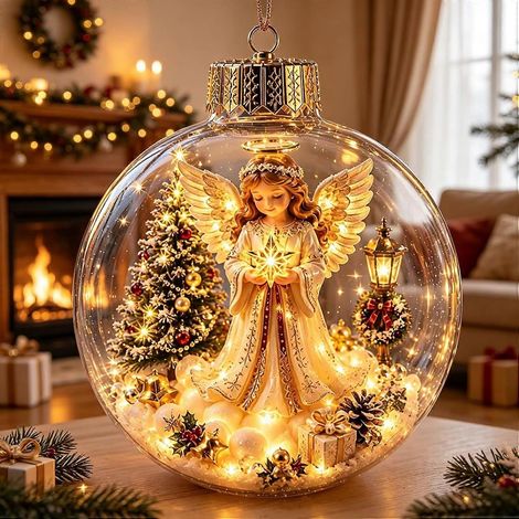 Ornement lumineux « Histoire de Noël », boules de Noël lumineuses à suspendre, décoration de Noël à accrocher au sapin ou à la cheminée, décoration de Noël et cadeaux (1/5)