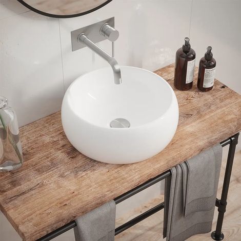 Lavabo da Appoggio Tondo 40x40x15,5 cm Bianco (1/4)