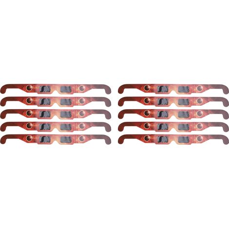 Lot de 10 lunettes d'observation d'éclipse solaire en papier, protection optimale contre le soleil direct, couleur rouge. (1/5)