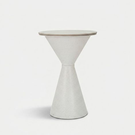 Tavolino rotondo in ferro e ceramica effetto marmo White (1/4)
