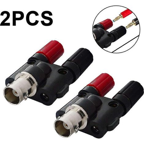 Connecteur BNC femelle vers double prise banane femelle avec adaptateur répartiteur coaxial (lot de 2) (1/5)