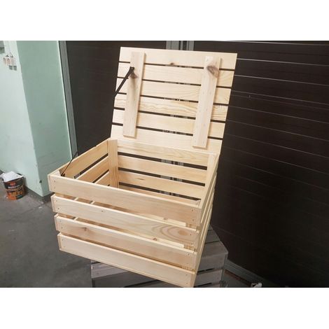 Holzkiste mit Deckel, 50x40x30 cm, Stamm