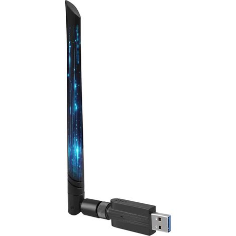 AC1300 Mbps cle WiFi, 5dBi Antenne WiFi USB 3.0 Double Bande, 2.4G / 5GHz, MU-MIMO Clé WiFi, Carte WiFi pour PC Antenne à Gain élevé 5dBi, Compatible avec Windows 11/10/8.1/8/7/XP (1/5)