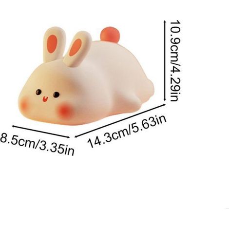 Veilleuse Lapin Silicone,LED Rechargeable Avec Fonction Minuterie Lampe En Silicone Touch, Lampe Tactile En Silicone Pour Enfant, (1/5)
