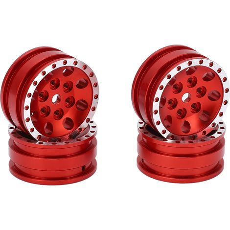 Stück 8-Loch-Rundfelgen aus Metall für Axial SCX24 1/24 RC-Offroad-Modellauto, Rot (1/5)