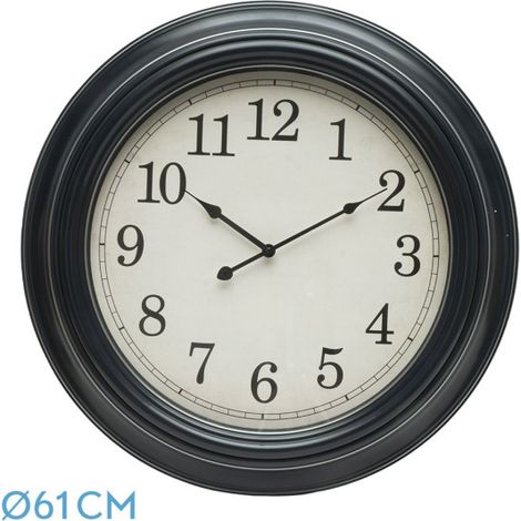 Iniko Wanduhr Schwarz/Silber 61d Retro Needles Große Größe (1/4)