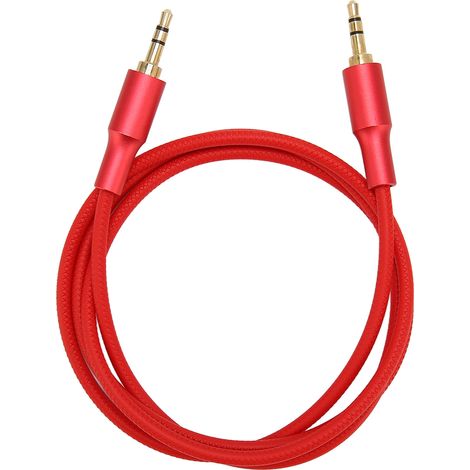 Câble audio 3.5mm mâle-mâle tressé nylon rouge, 1m, pour écouteurs haut-parleurs voiture, cordon stéréo professionnel (1/5)