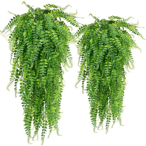 Helechos artificiales para exteriores, 83 cm, resistentes a los rayos UV, plantas colgantes, follaje natural denso, no requieren mantenimiento. (1/5)