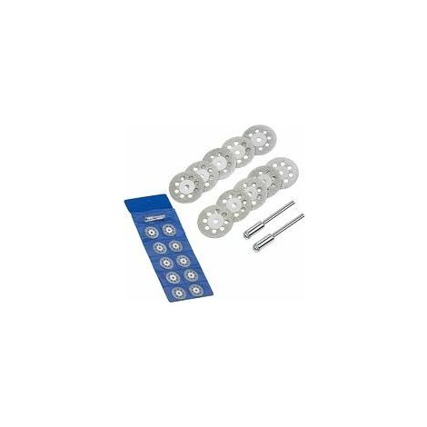 Diamond Cutting Disc, 20 Pcs 22mm Diamond Mini Cutting Discs with 4 Pieces Mandrels Rods for Rotary Discs for Dremel Rotary Tools Glass Gems Cutting Discs (1/5)