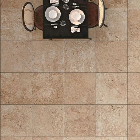 Carrelage sol intérieur effet pierre 60x60 cm TIBER - Light rectifié - 60 x 60 cm- V2: variation modérée des nuances
