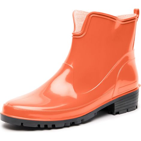 Ladeheid Bottes en Caoutchouc pour Femmes Courtes Bottines Imperméables Bottes de Pluie Élégantes et Confortables LA-930 (Orange, 38 EU)