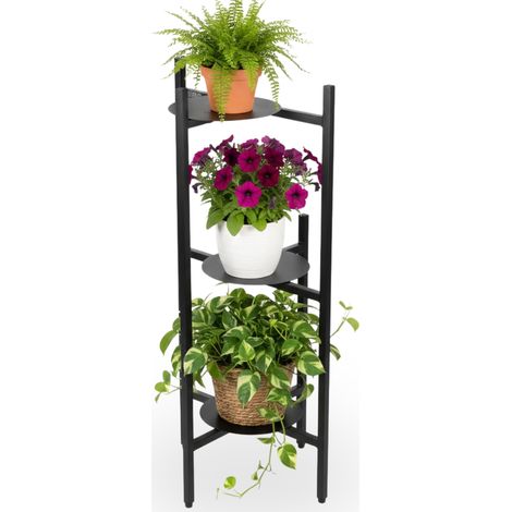 Metallener Blumenständer, stehender Blumenständer, Pflanzen, Töpfe, 3 Ablagen, Loft 81