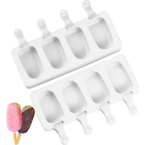Eisform - BPA-freies, lebensmittelechtes Silikon - Fassungsvermögen: 8 Stück - Für gefrorene Desserts, Früchte, Schokolade - 2 Formen + 100 Stiele (1/5)