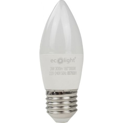 Ampoule LED bougie E27 3W 270lm 3000K non scintillante Ecolight (1/5)