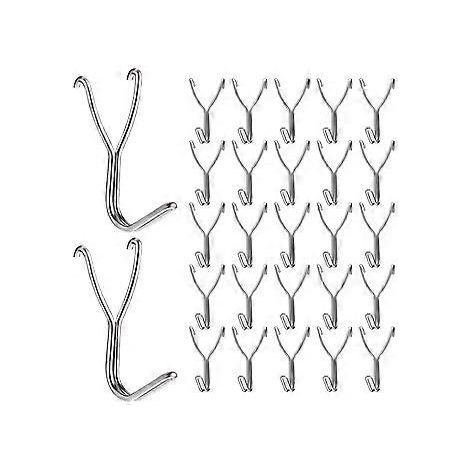 50er-Packung 20-mm-Edelstahlhaken für Lochwände, geeignet für Küche, Garage, Werkbank, Bastelbedarf