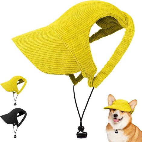 Hunde-Baseballkappe, verstellbarer Sonnenhut, schützender Hunde-Sporthut mit verstellbaren Löchern, Sommerhut für Haustiere im Freien (M, Gelb) (1/5)