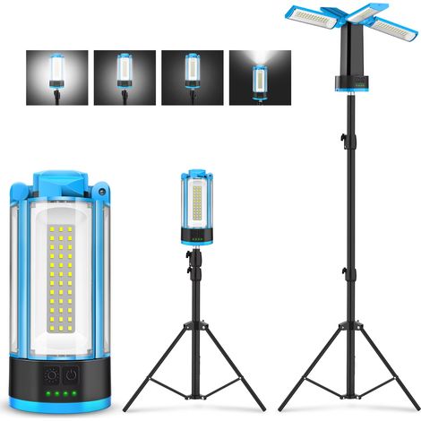 de camping/lampe de poche LED rechargeable 4100 lumens 3 modes, pliable avec support, batterie 10400 mAh, éclairage secours l'extérieur (1/5)