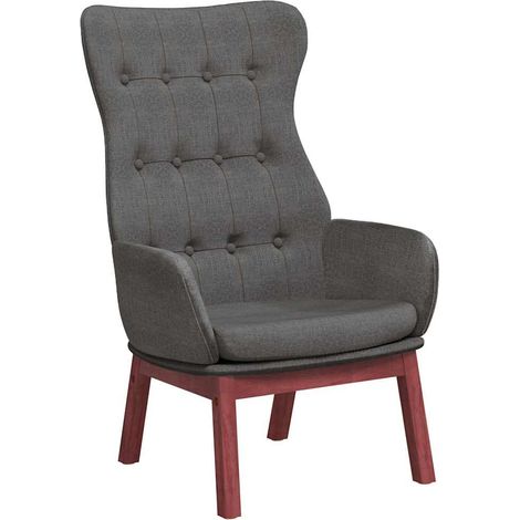 Chaise de relaxation pour salon en tissu et pieds en bois massif gris foncé 70 x 77 x 94 cm (1/5)