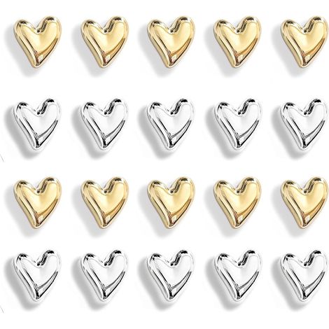 CCYKXA20 pcs Aimants Frigo en Forme de Cœur,2x2cm3D Magnets Puissants et Décoratifs pour Réfrigérateur,Bureau,Petits Aimants pour Photos et Notes,Or+Argent) (1/5)