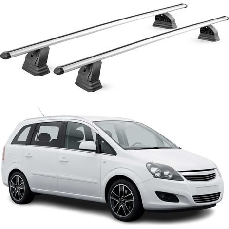 OMAC Aluminium Dachträger Querträger für Opel Zafira B Cosmo 2007-2014 – TÜV / DIN 75302:2019 – Abschließbar – T-Nut – Max. 75 kg – 2 Stangen – Silber (1/5)
