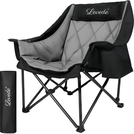 Levede Oversized Folding Camping Chair Padded with Cooler Bag Cup Holder 200KG