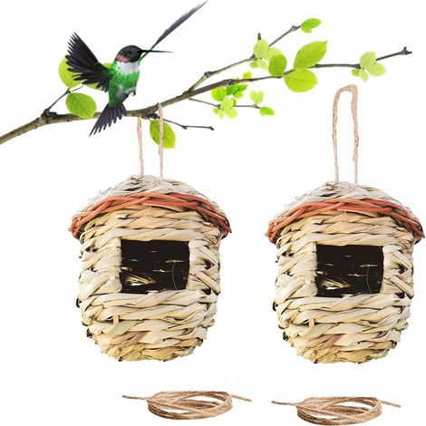 Nid Pour Colibris - En Fibres D'hibiscus Naturelles - Suspendu Avec Corde En Jute - Pour Oiseaux Sauvages Extérieur - Lot De 2 (1/5)