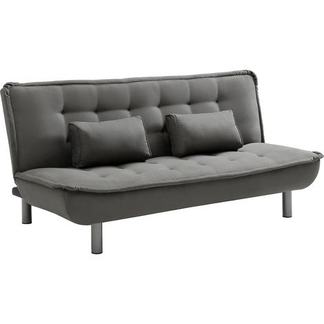 Canapé 3 places convertible clic-clac MISHAN en tissu - Gris (1/5)