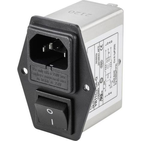 Filtre d'alimentation TC-10101460 avec connecteur femelle pour appareil, avec interrupteur, avec 2 fusibles 250 V/AC 6 A 0.8 mH 1 pc(s) S532832 (1/4)