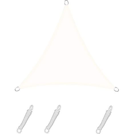 Voile d'ombrage Triangle 5x5x7m Color Crème,Toile Imperméable Une Protection des Rayons UV à 95%, pour en Plein air, Jardin & terrasse, Piscine (1/5)