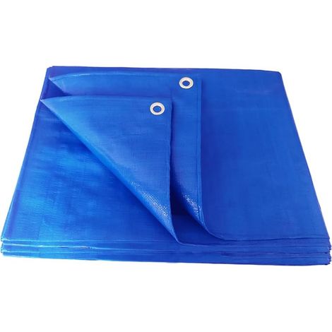 Bâche imperméable de 3 x 4 m - Grande bâche de Camping - Tapis de Sol Multifonction avec Protection UV, résistant aux intempéries et au Gel - Œillets renforcés - Bleu (1/5)