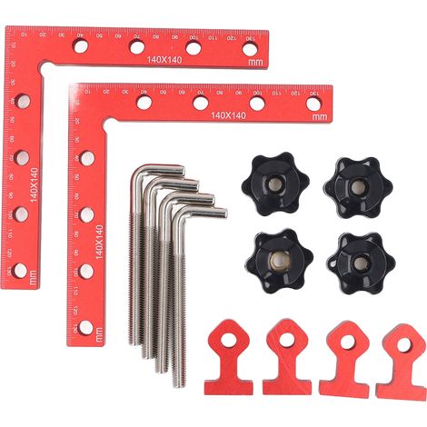 GARRYFIZH 2 équerres de serrage à angle droit (90°) pour meubles, gabarit de positionnement en L pour le travail du bois et la fabrication de meubles (140 x 140 mm).