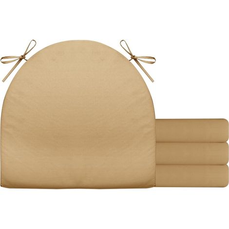 2er Set Stuhlkissen mit Bändern Wasserdicht Rutschfestes Sitzkissen Bequeme Halbrund Sitzpolster für Gartenmöbel Oder Stuhl Wasserdicht Garten 40 x 40 x 4 cm Beige