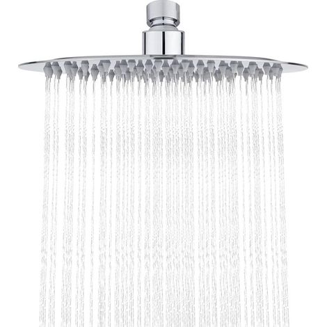 Beijiyi – Soffione doccia rotondo in acciaio inox 201 – Diametro 20 cm – 90 getti d'acqua – Inclinazione di 30° – Rotazione di 360° – Risparmio idrico del 30% (1/5)
