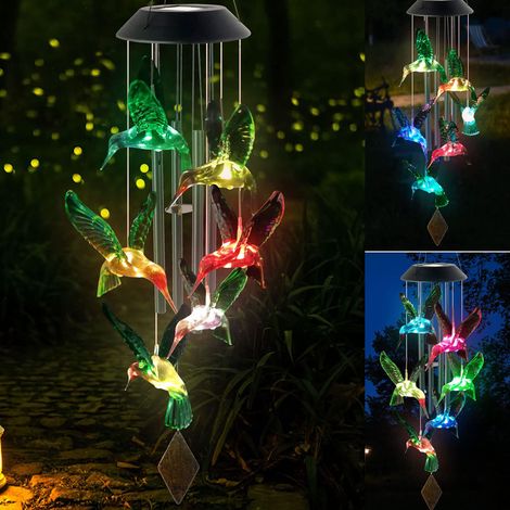 Solarbetriebenes Kolibri-Windspiel – Premium-Geschenk – Geschenk für Oma – Geschenk für Mutter – Weihnachtsgeschenk – Gartendekoration – Musikalisches Windspiel (1/5)